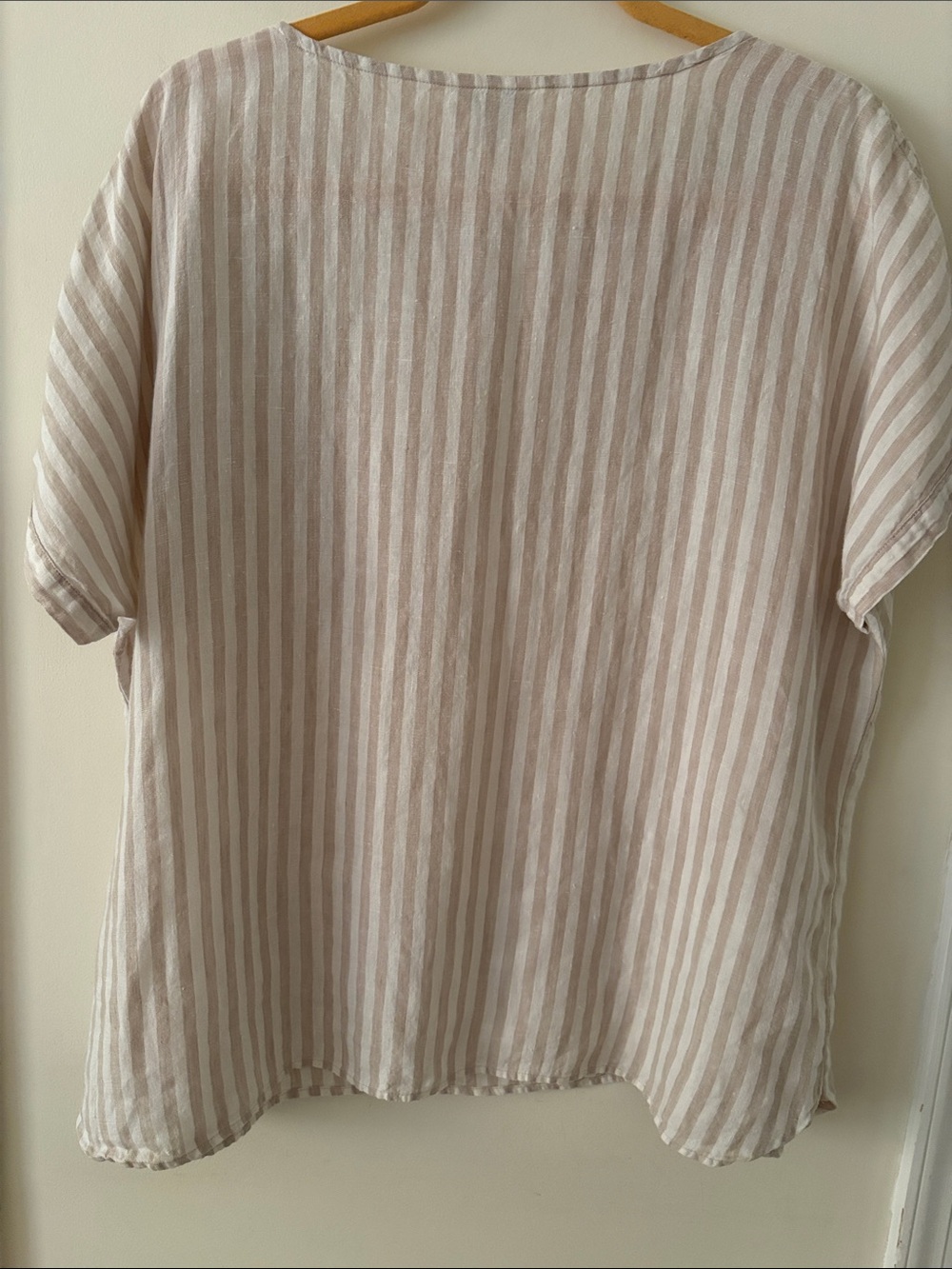 L.L. Bean Linen Tan and ivory  Striped Relaxed Pocket Shirt - Picture 4 of 4